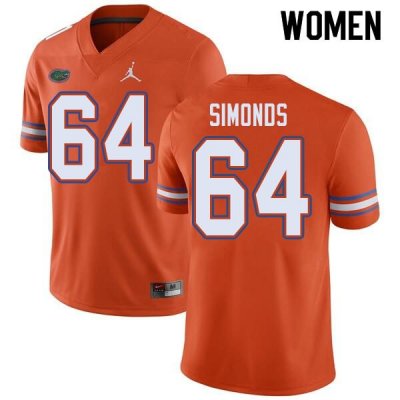 Women's Florida Gators #64 Riley Simonds NCAA Jordan Brand Orange Authentic Stitched College Football Jersey LJO8362SO